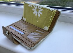 Multi Coloured Cotton & Cream Leather Purse/Wallet
