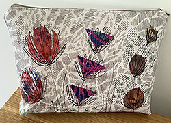 Wild flower appliquéd Cosmetic bag